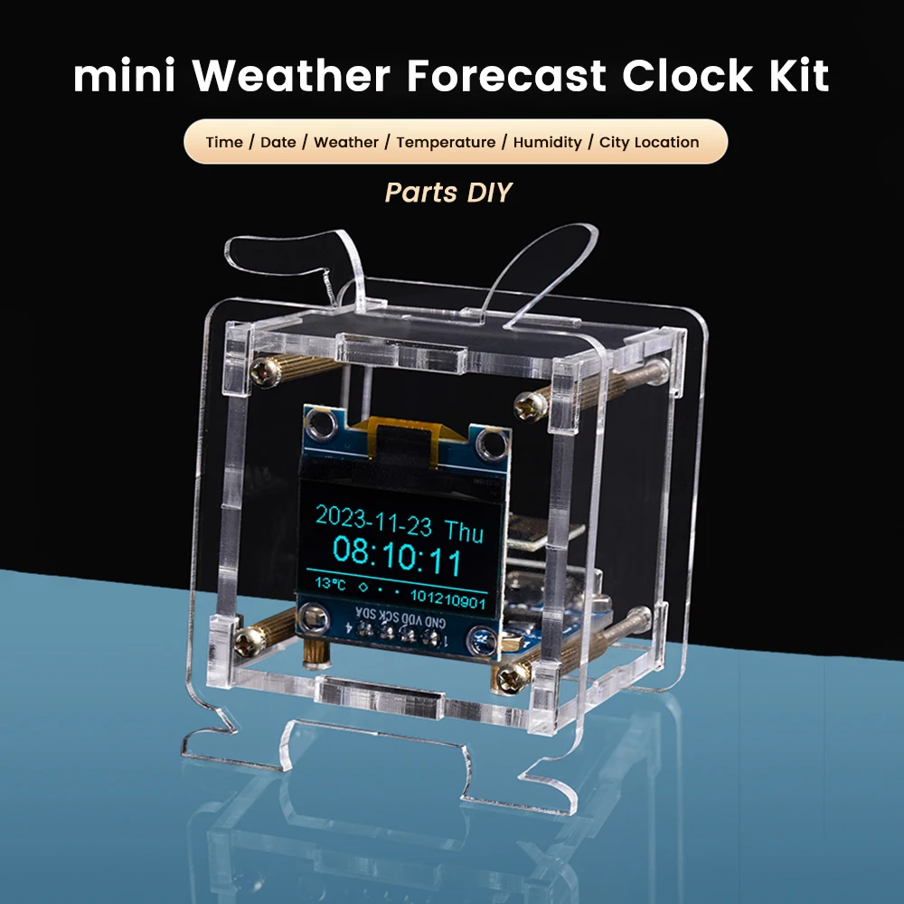 Фото Набор для сборки цифровых часов ESP8266 DIY, 0.96 дюйма, мини-метеостанция с Wi-Fi, для отработки навыков пайки, многофункциональная электронная метеостанция №2