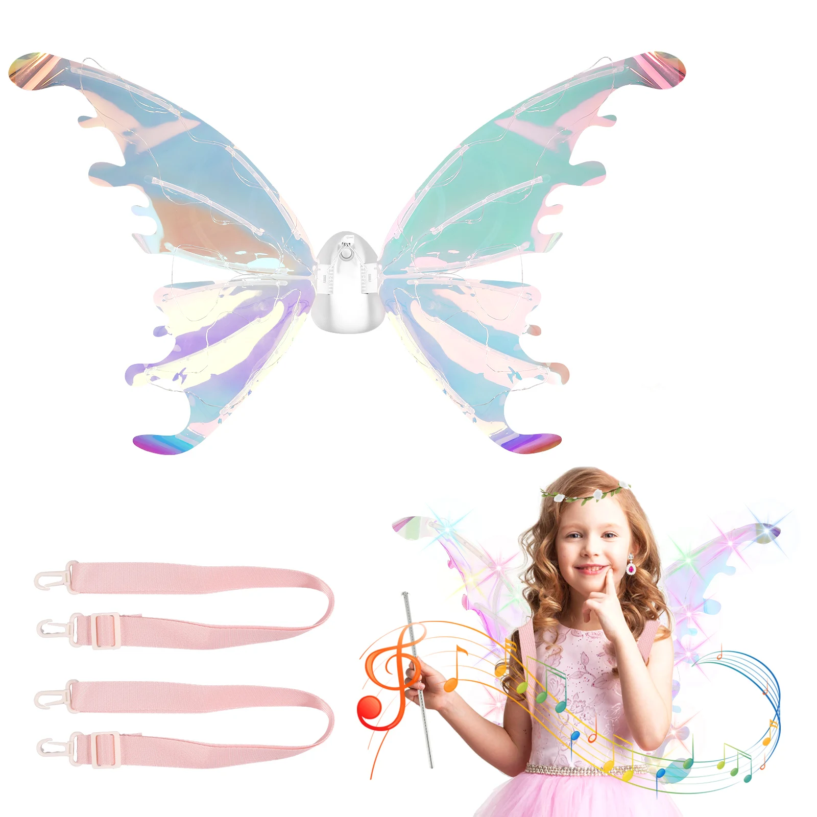 

Электрические крылья-бабочки, движущиеся сказочные крылья с искусственными элементами и музыкой, светящиеся блестящие крылья принцессы, платье для девочек