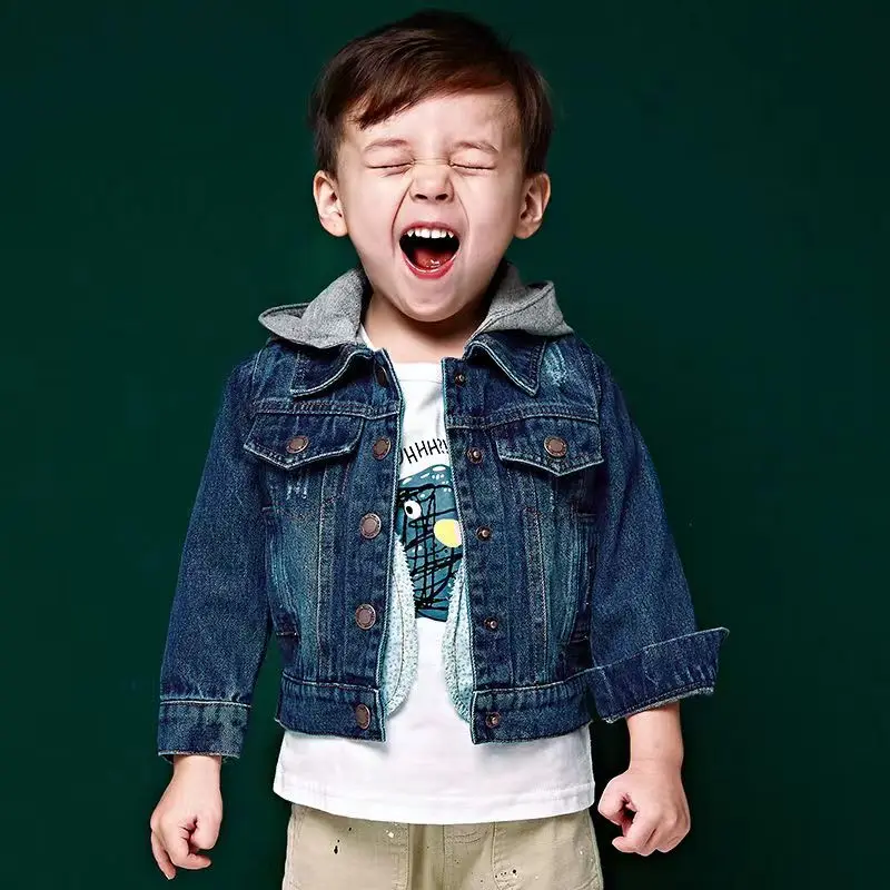 

Женская джинсовая куртка, Новинка весна-осень 2022, куртка с капюшоном, модные джинсовые куртки для мальчиков и девочек