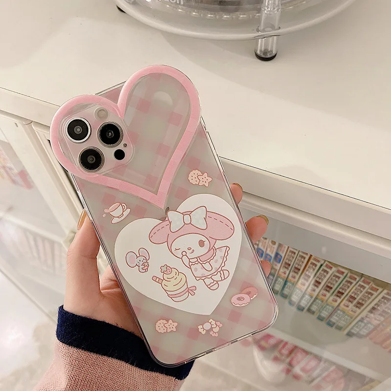 

Sweet Heart Cartoon Phone Case For Iphone Tansparent TPU Large Hearts Phone Case For iphone 13 12 11 Pro X XR XS Max Phone Case