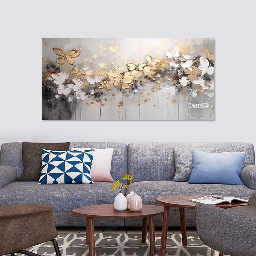 Декоративная Палитра для гостиной с ножом и цветами картина-бабочка абстрактная
