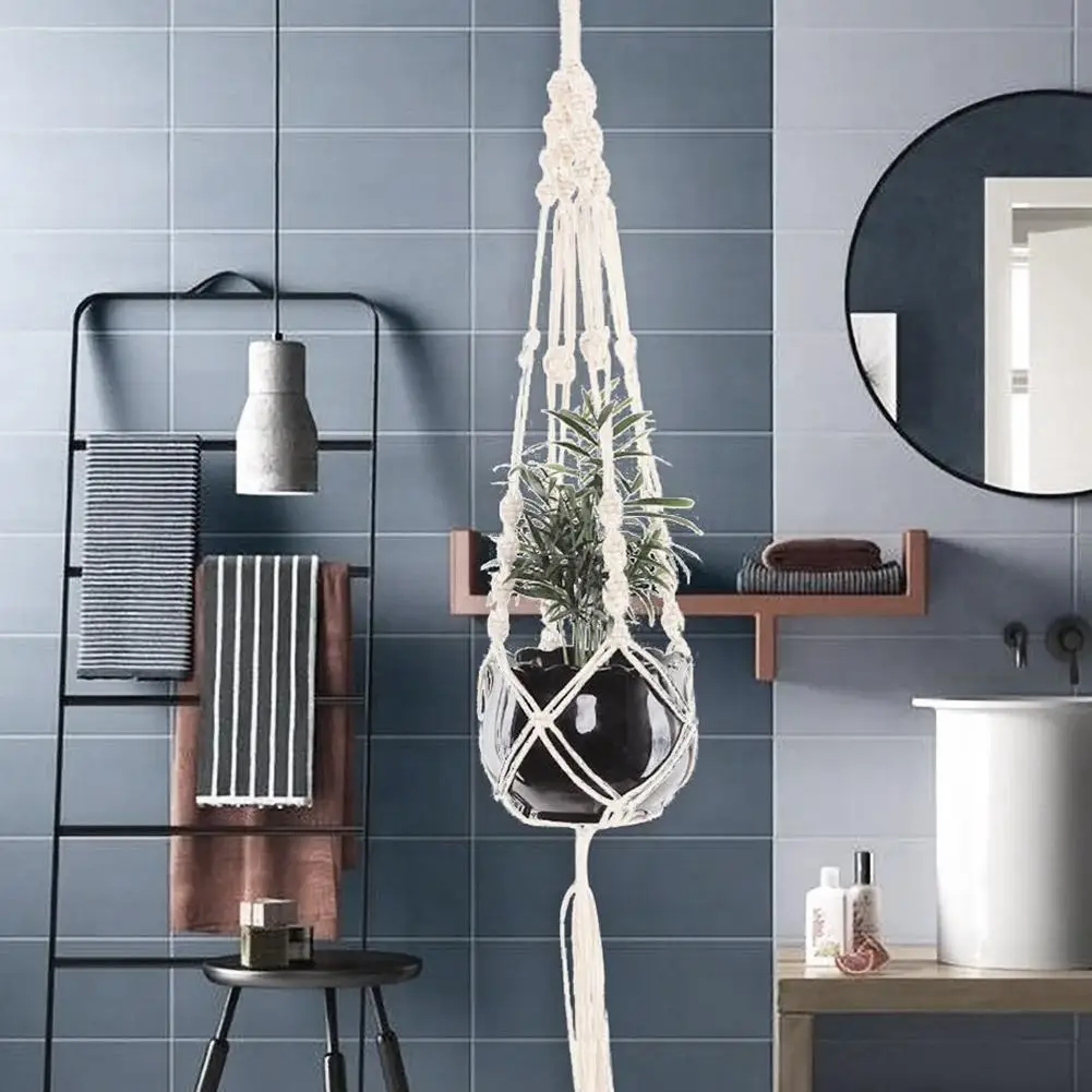 Плетеная веревка 105 см подвесная корзина сетчатая вешалка для цветочных горшков