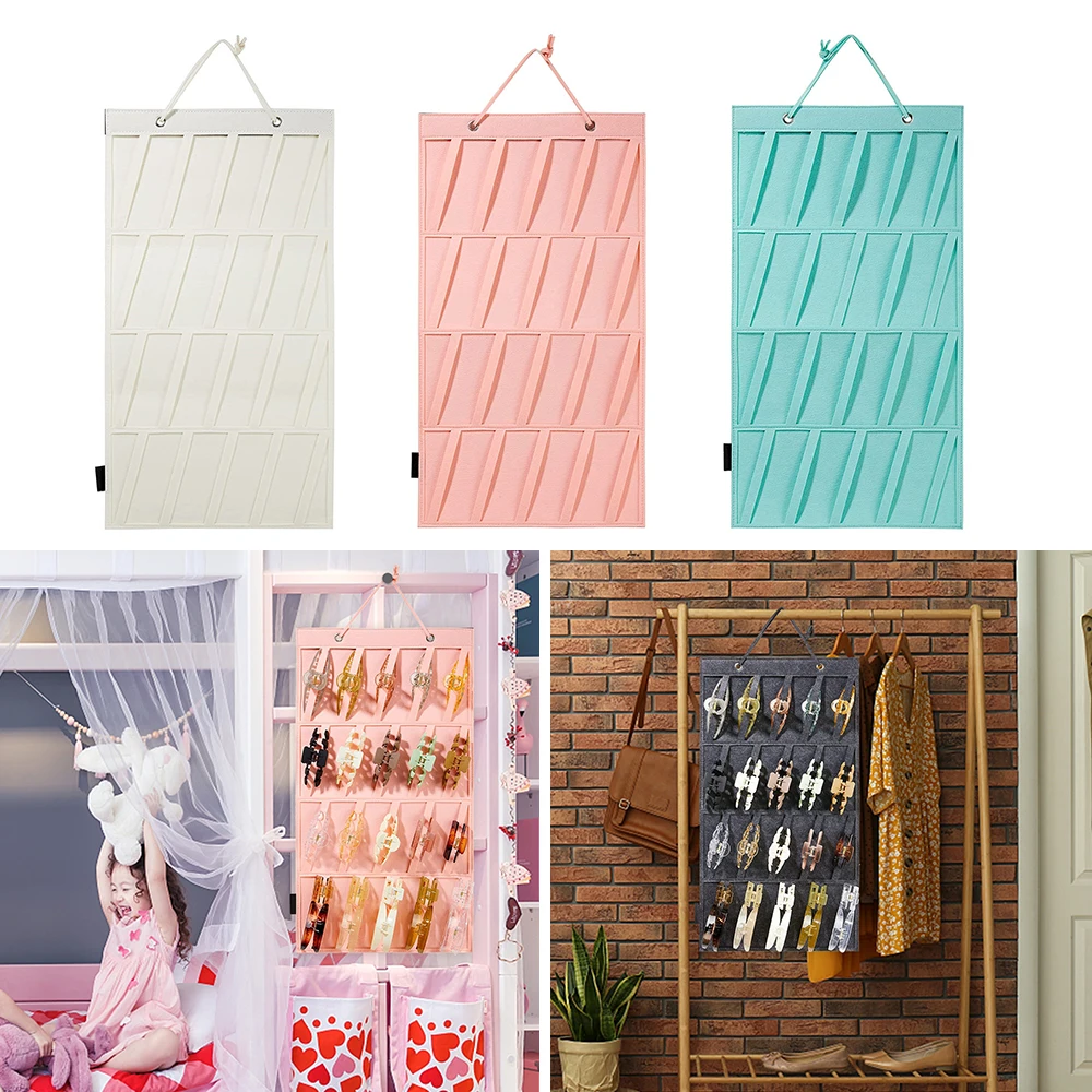 

Фетровая подвесная заколка для волос, настенная Сумочка для хранения, вместительный Компактный женский подарок для организации дома