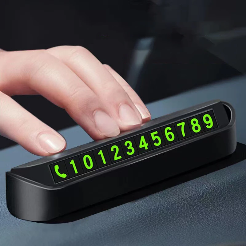 

Luminous Car Temporary Parking Card Phone Number Plate Hidden Auto Telephone Card Plate Stop Sign Car Interior Accessories