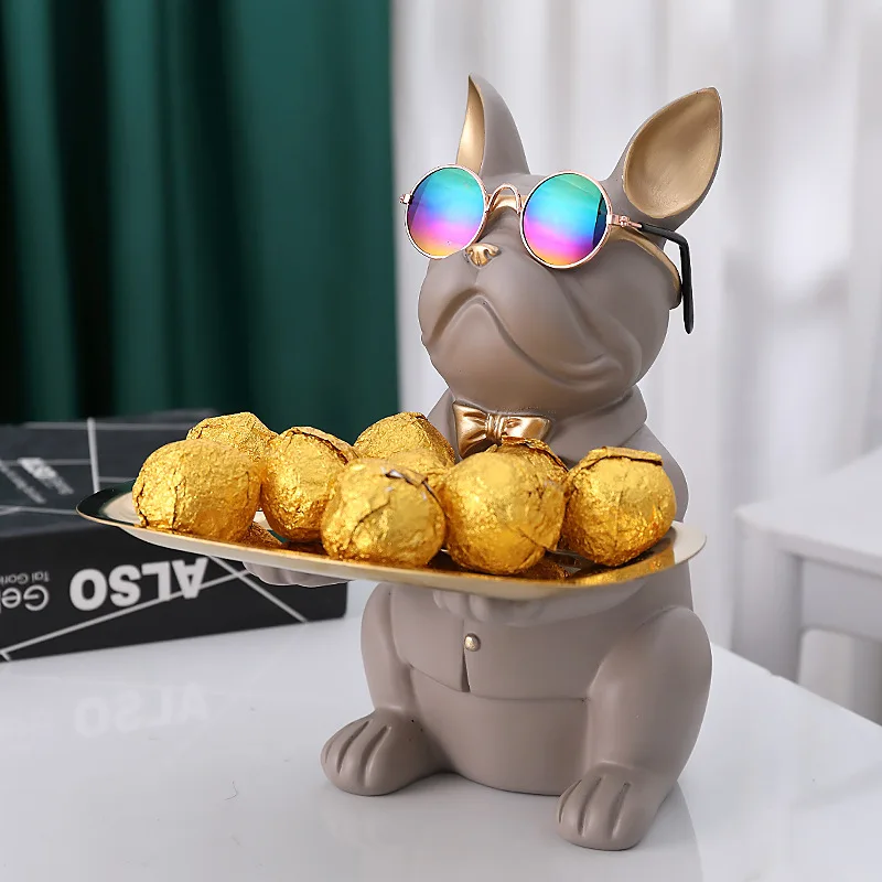 

French Bulldog Figurine With Vase For Flower Decoration Home Animal Resin Sculpture Flower Vase For Table Decoration Dog Statue