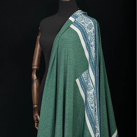 Зеленая Шелковая ткань крепдешина с цветочным принтом, 140*140 см, идеально подходит для чонсам, женские летние брюки, шелковый шарф, ткань R105