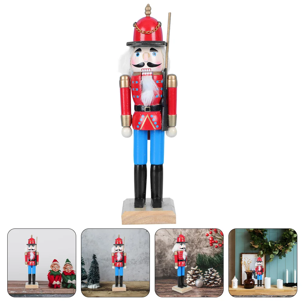 

Nutcracker Xmas Decor Wooden Desktop Ornament Puppet Party Supplies Table Soldier Wood Vintage Home