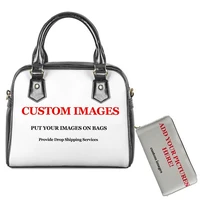 dropshipping women handbag custom your picture logo print tote bag women crossbody bags leather shoulder bags long wallet set