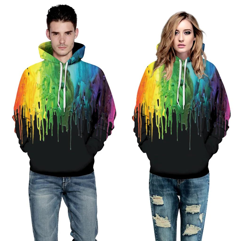 

2022 Autumn/winter hot color ink art digital print hoodie for lovers, pullover baseball graphic hoodies