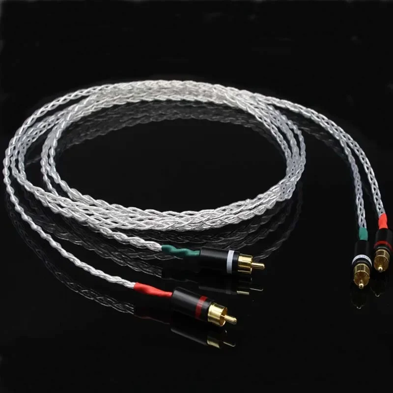 Монокристаллический серебряный кабель RCA позолоченный разъем Hi-Fi