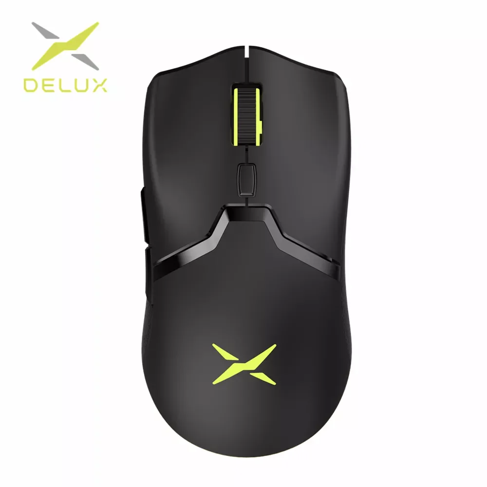 

Delux M800 RGB 2.4Ghz Wireless + Wired Gaming Mouse Dual Mode 16000 DPI Lightweight Ergonomic 1000Hz Mice with Soft rope Cable