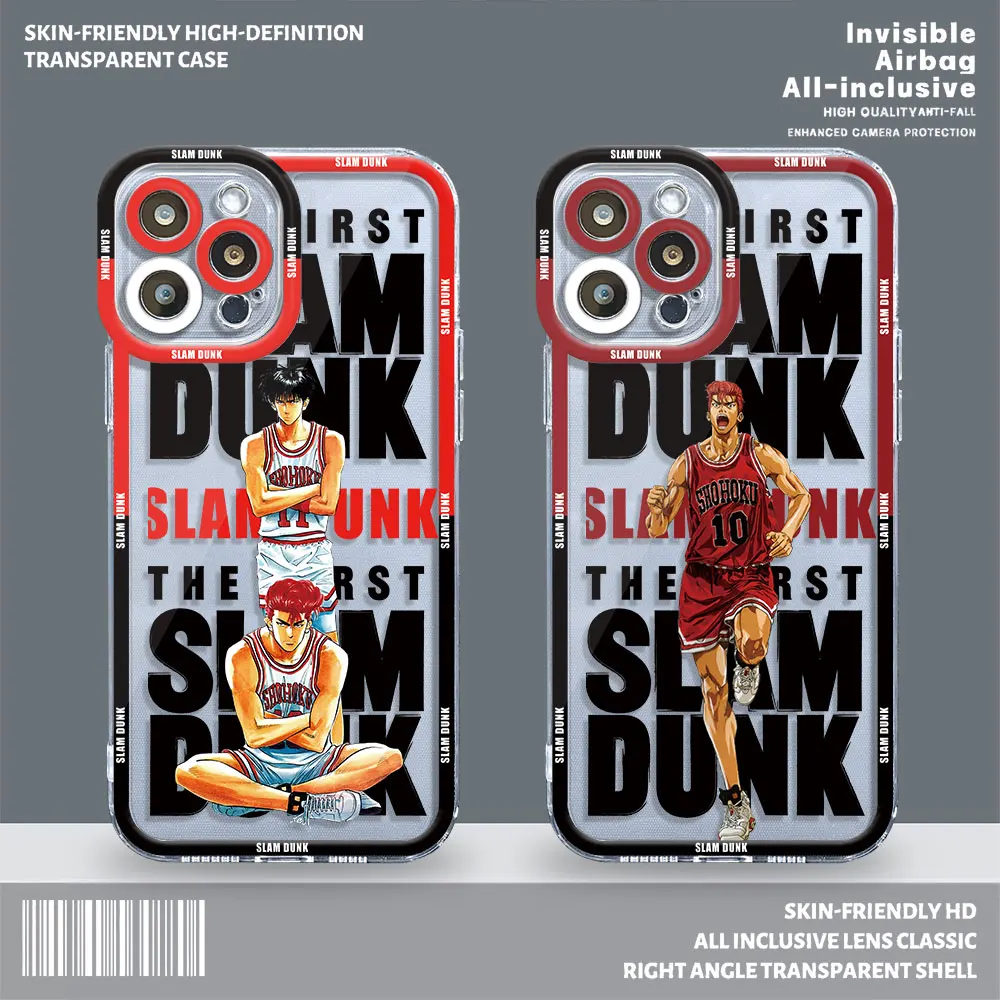 Фото Крутой мультяшный чехол Slam Dunk для Apple iPhone XR XS 7 6s SE 12 Mini X 8 13 Pro Max 14 Plus 11 Pro, прозрачный мягкий чехол №1