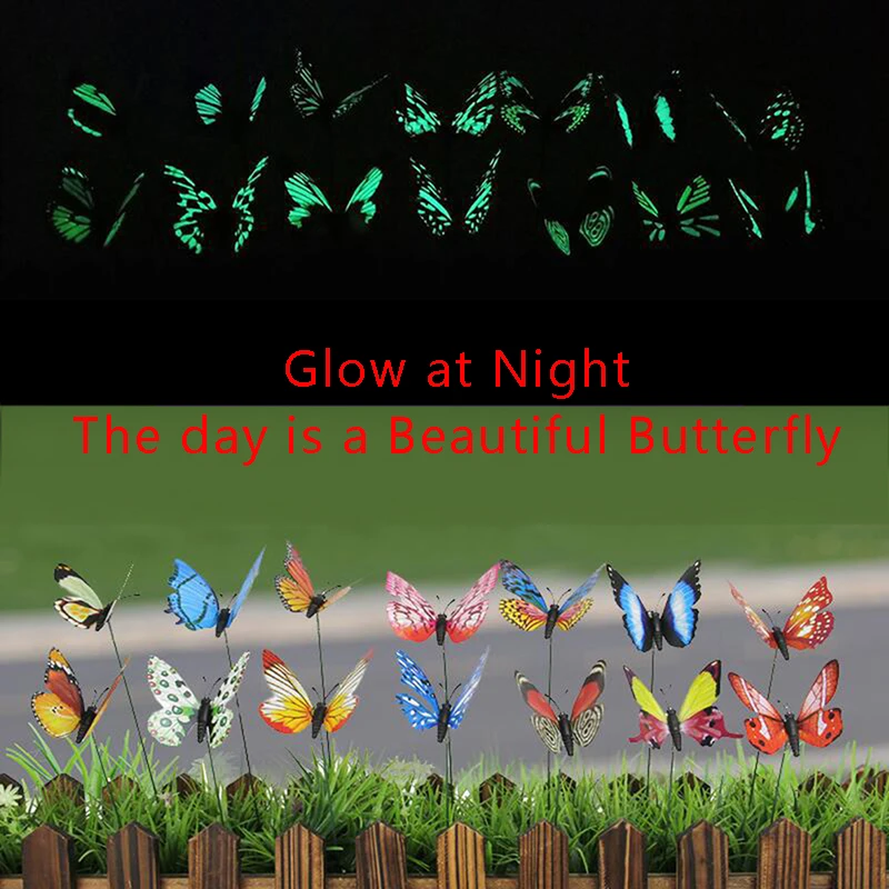 

25PCS Glowing Butterfly Garden Decoration Decorative 3D Butterflies Glow In Dark Luminous Butterflies Home Garden Decor Festival