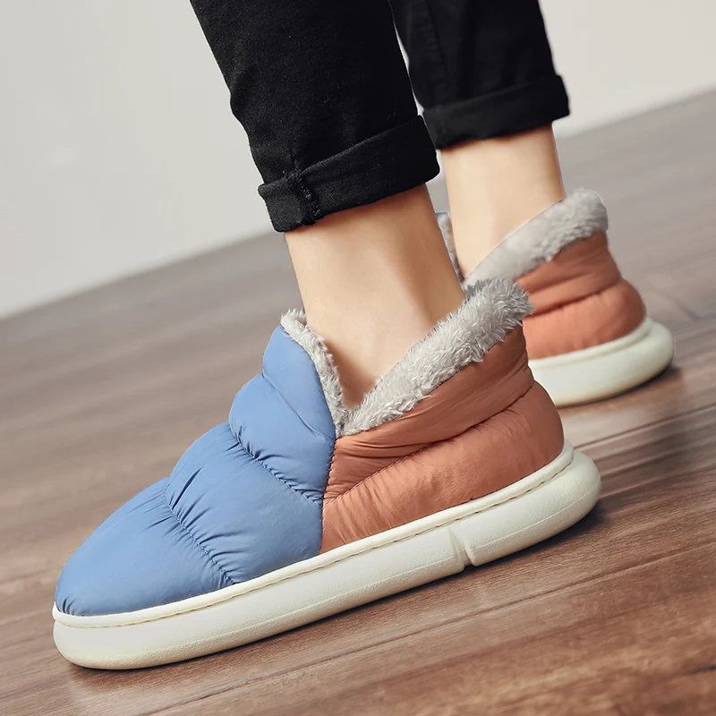 

2022 Women's New Indoor Winter Shoes Fashion Cotton Shoe Plush Wrap Non-slip Warm Snow Boots Thick Bottom Couple Slipper