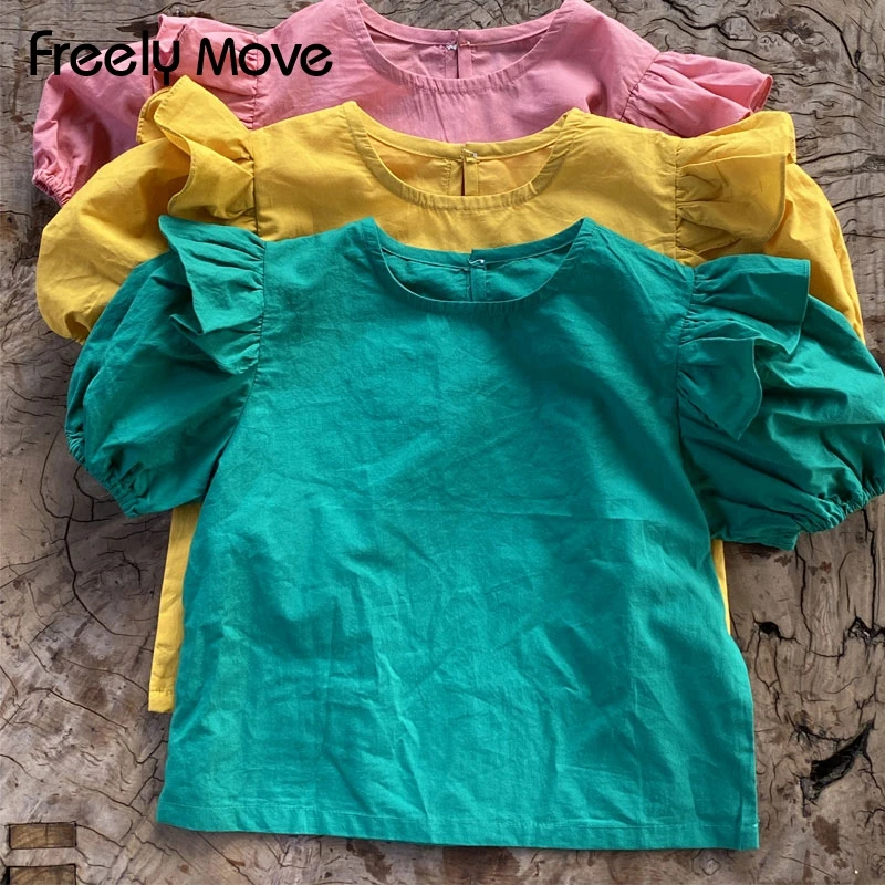 

Freely Move Korean Girls Blouses Clothes Baby Spring Shirts Toddler Infant Solid Tees Tops Kids Cotton Shir