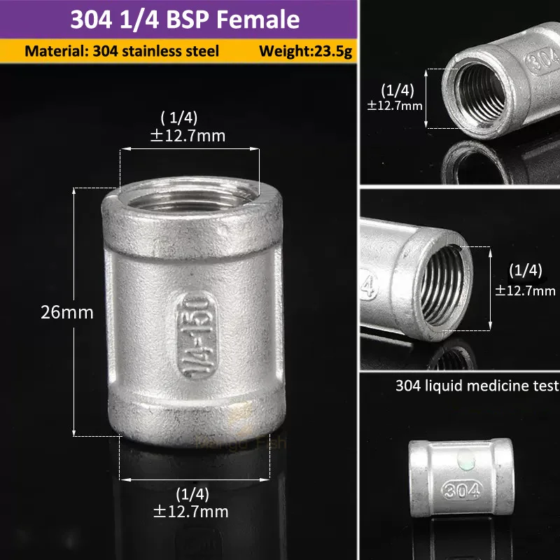 

1/8 дюйма 1/4 дюйма 1/2 дюйма 3/4 дюйма 1 дюйма 1-1/4 дюйма 1-1/2 дюйма 2 дюйма BSP переходник для резьбы с внутренней резьбой из нержавеющей стали 304, соединительный адаптер для труб