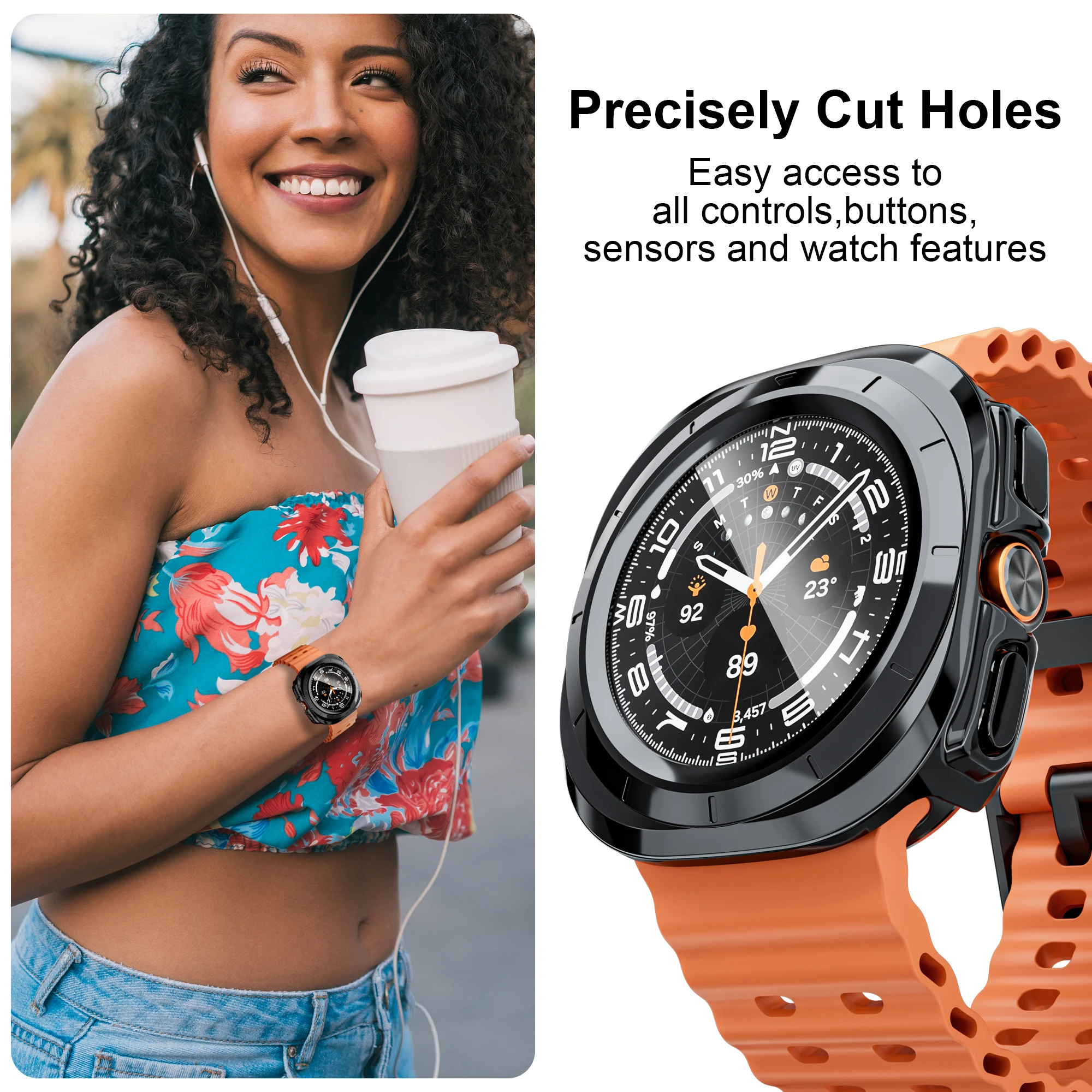 Фото Чехол для Samsung Galaxy Watch Ultra 47 мм, аксессуары, защита экрана из закаленного стекла, жесткий бампер из поликарбоната для Galaxy Watch 7 ultra, чехол №4