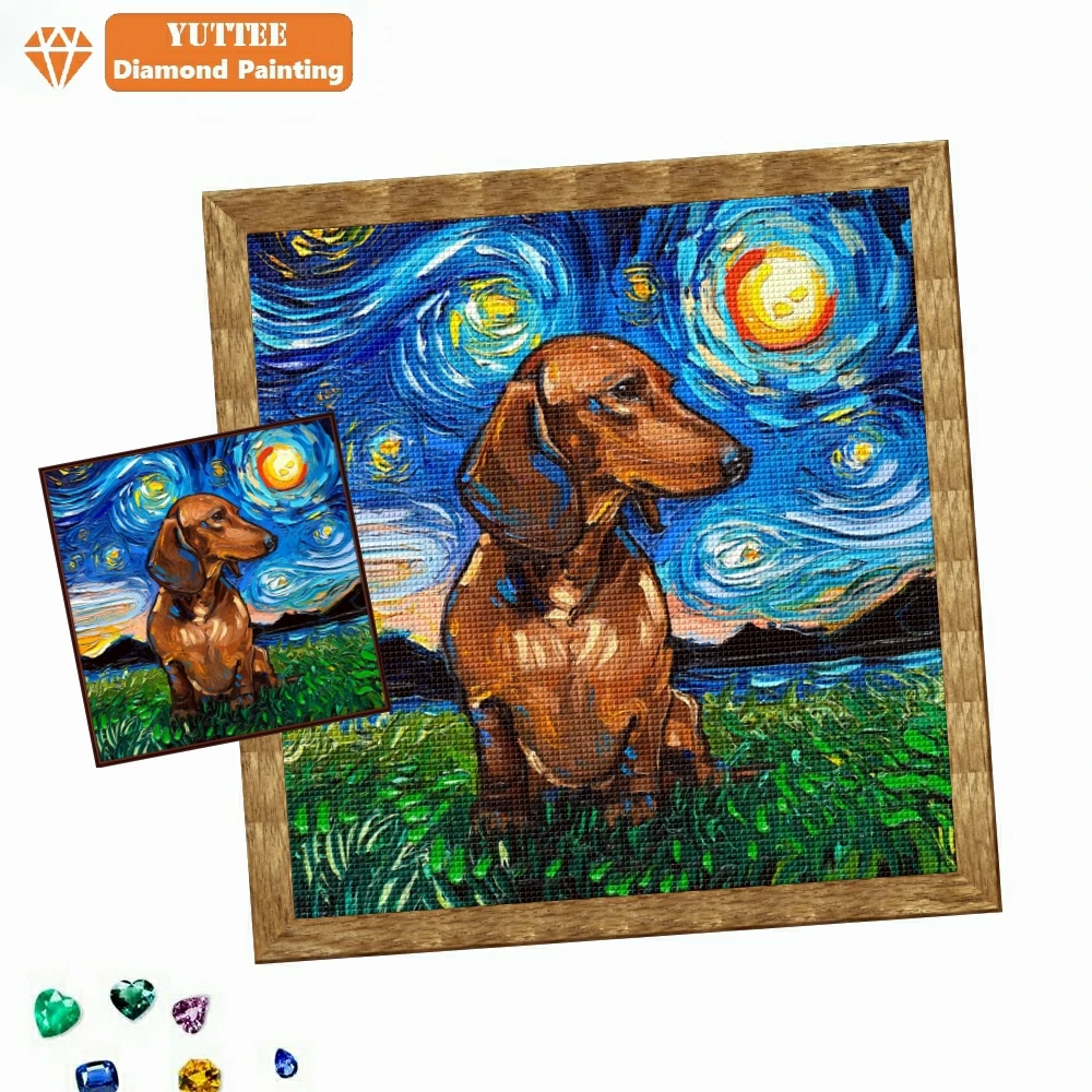 Diamond Embroidery Cute Dachshund Sausage Dog Full Drill Square/Round Cross Stitch Animal 5D DIY Diamond Painting Home Decor