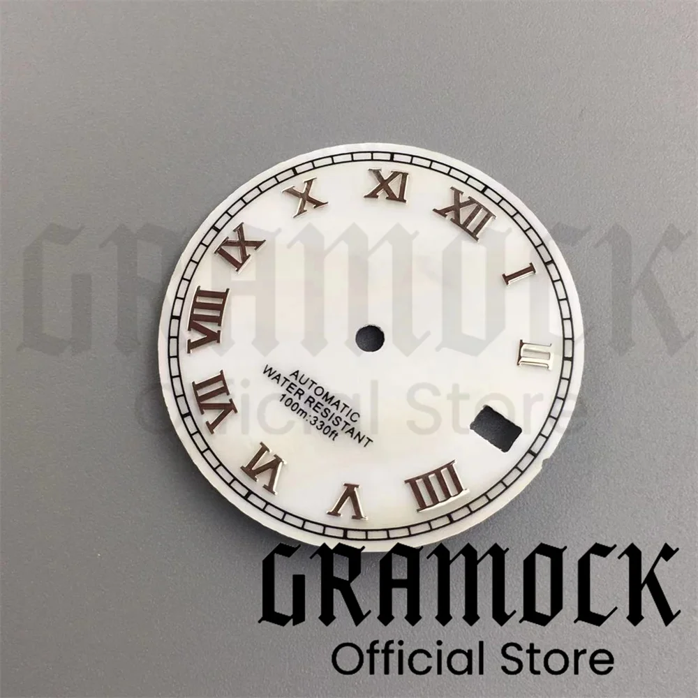 Циферблат часов Gramock 29 мм белый жемчуг солнечные лучи синий розовый коричневый с