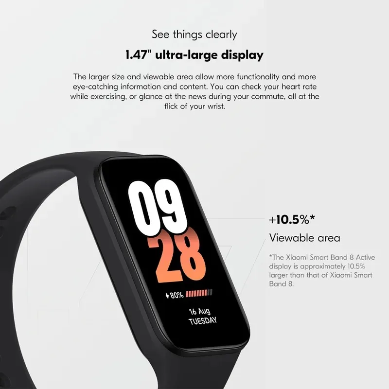 

[World Premiere]Global Version For Xiaomi Smart Band 8 Active 1.47" Display 5ATM Waterproof Heart Rate Monitor 50+ Sport Modes