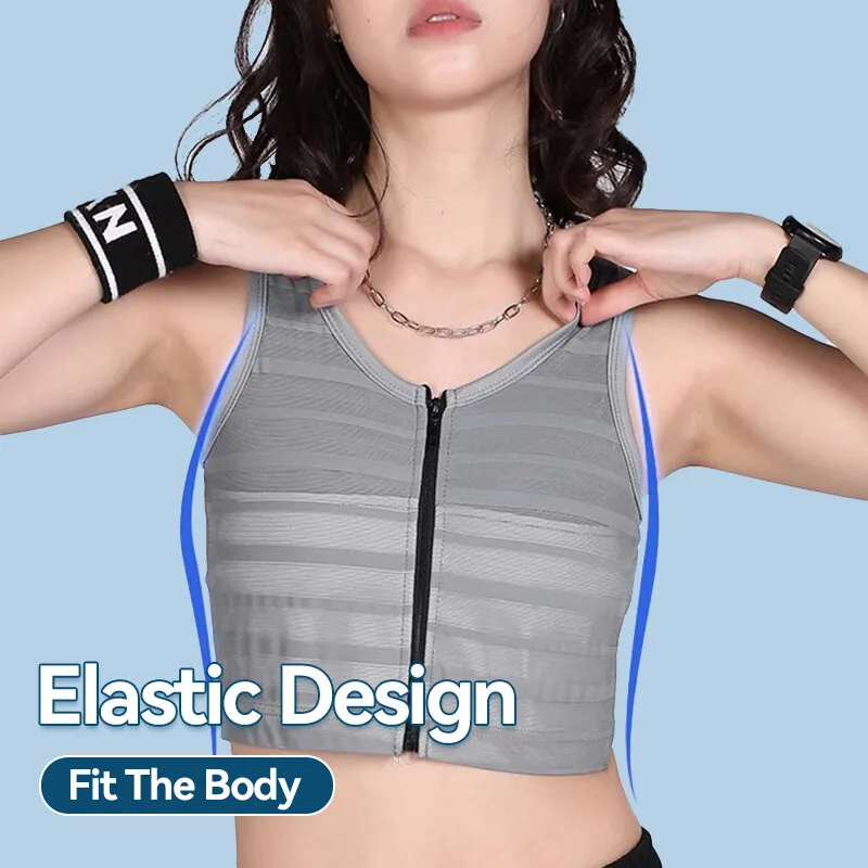 Папка для груди на молнии Trans Binder FTM Спортивный бюстгальтер Дышащие корсеты Жилет