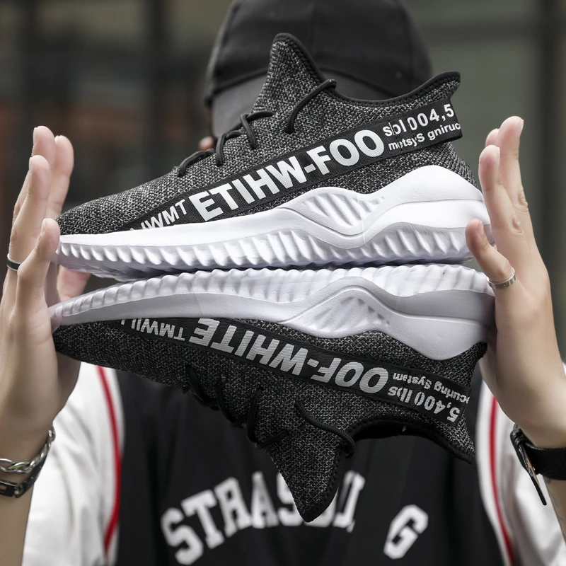 Trend Men Running Shoes Outdoor Men Athletic Sports Sneakers Flying Woven Man Jogging Shoes Gym Walking Footwear Plus Size 39-48