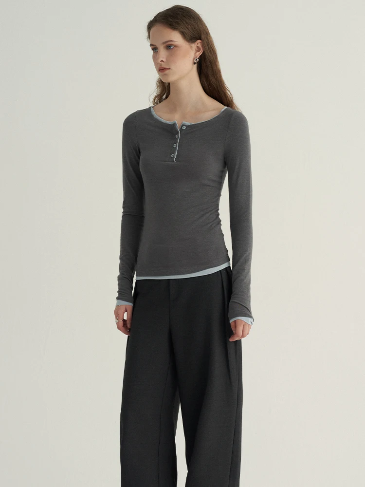 Someone Sometimes Осенне-зимний модный воротник Генри искусственный двухсекционный