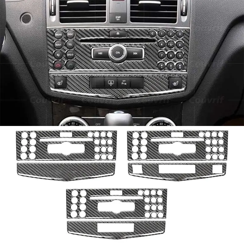 

Carbon Fiber Car Cover Central Control Multimedia CD Menu Button Decoration Sticker for Mercedes-Benz C-Class W204 E-Class W212