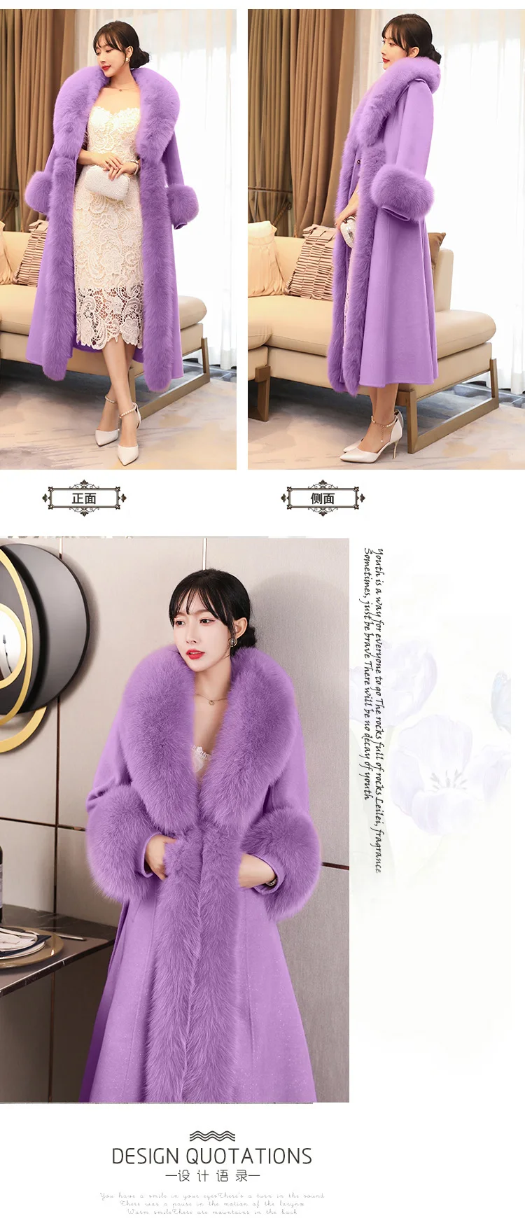 2022 High-End Double-sided Cashmere Coat Women's X-long Over The Knee Luxury Korean Version Slim Real Fox Fur Coat