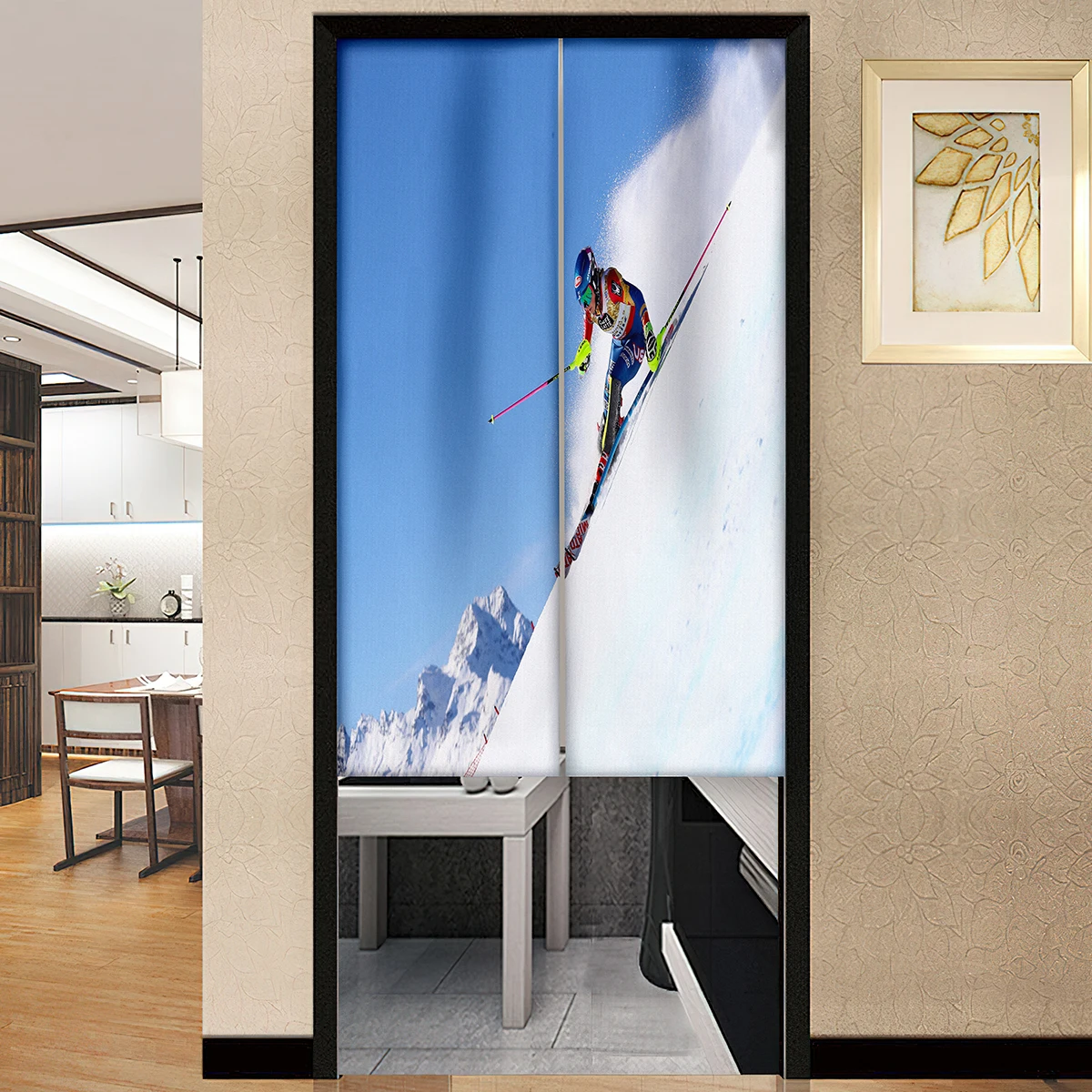 Зимний вид лыжная Спортивная дверная занавеска игрок для катания на лыжах