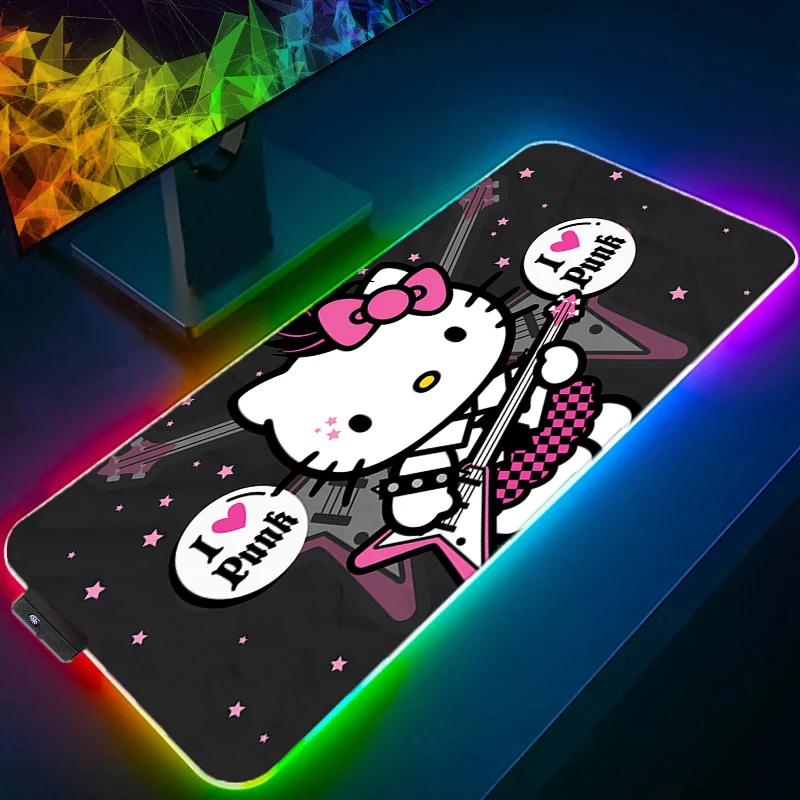 

Sanrio Hello Kitty Anime RGB Large Mouse Pad XL Laptop Gaming Acessories Mousepad Keyboard Office Anti slip Kawaii Soft Desk Mat