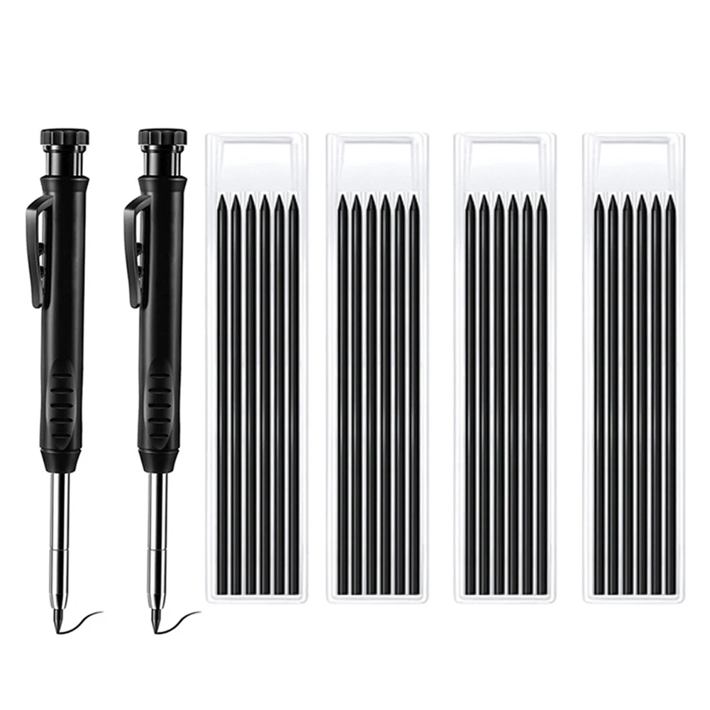 Столярные карандаши с черными заправляемыми выводами и встроенной точилкой для