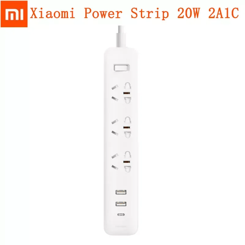 

New Xiaomi Mi Mijia QC3.0 20W Fast Charging Power Strip 2A1C + 3 Sockets Standard Plug Interface Extension Lead 1.8m plug plat