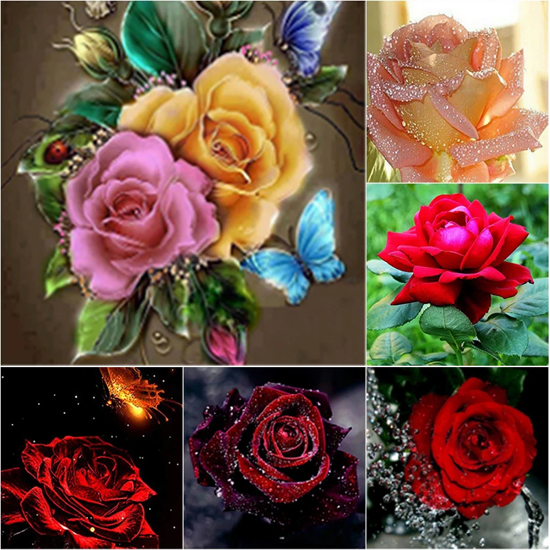 

Алмазная 5D картина «сделай сам», вышивка с розой, пейзаж, вышивка крестиком, Ручная инкрустация, подарки, украшение Стразы для дома