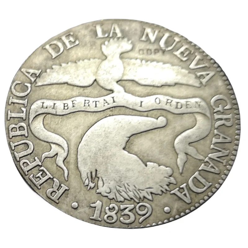 

Серебряная копия монеты Колумбия 1839 года 8 реалов