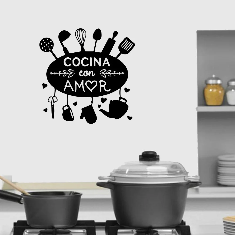 Kitchen Ware Spanish Quote Wall Stickers For Office Room Living Room Wall Decal Vinyl Wallpaper Poster Mural Revocable
