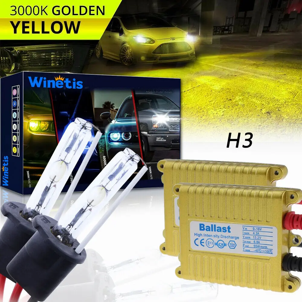

55W Winetis H3 Hid Fog Driving Light Bulb Conversion Kit Ballast Amber 3000K
