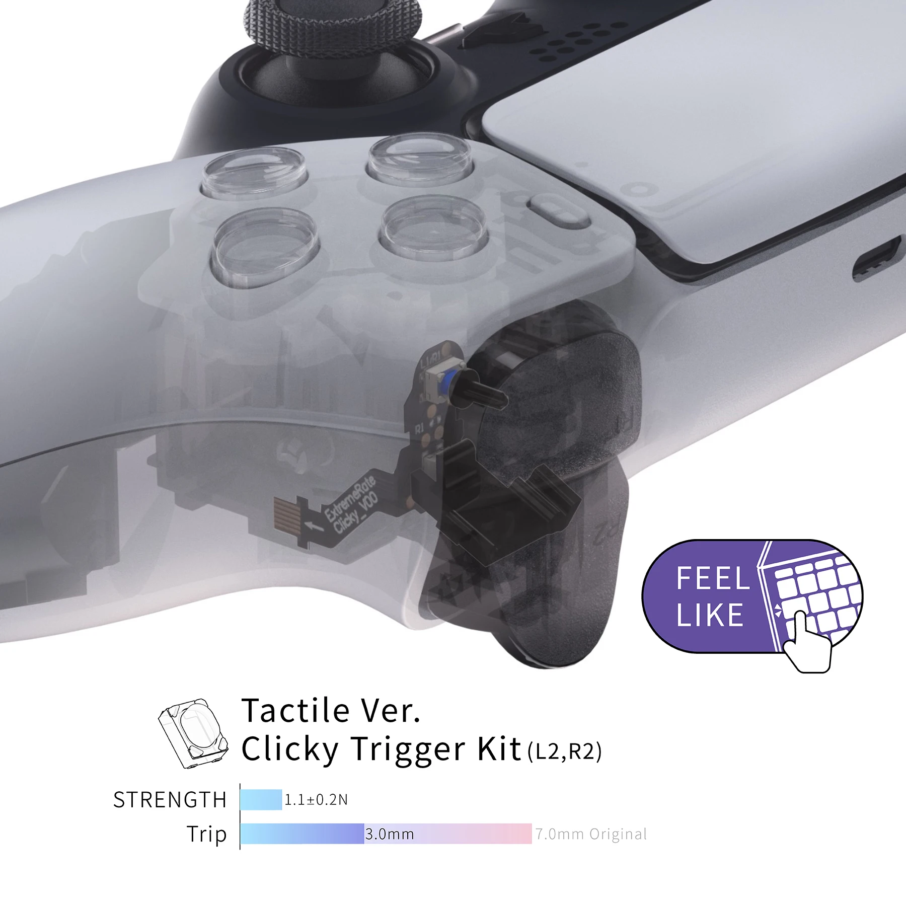 eXtremeRate Tactile Version Clicky Hair Trigger Kit Shoulder Buttons Bumper Trigger Buttons Mouse Click Kit for PS5 Controller