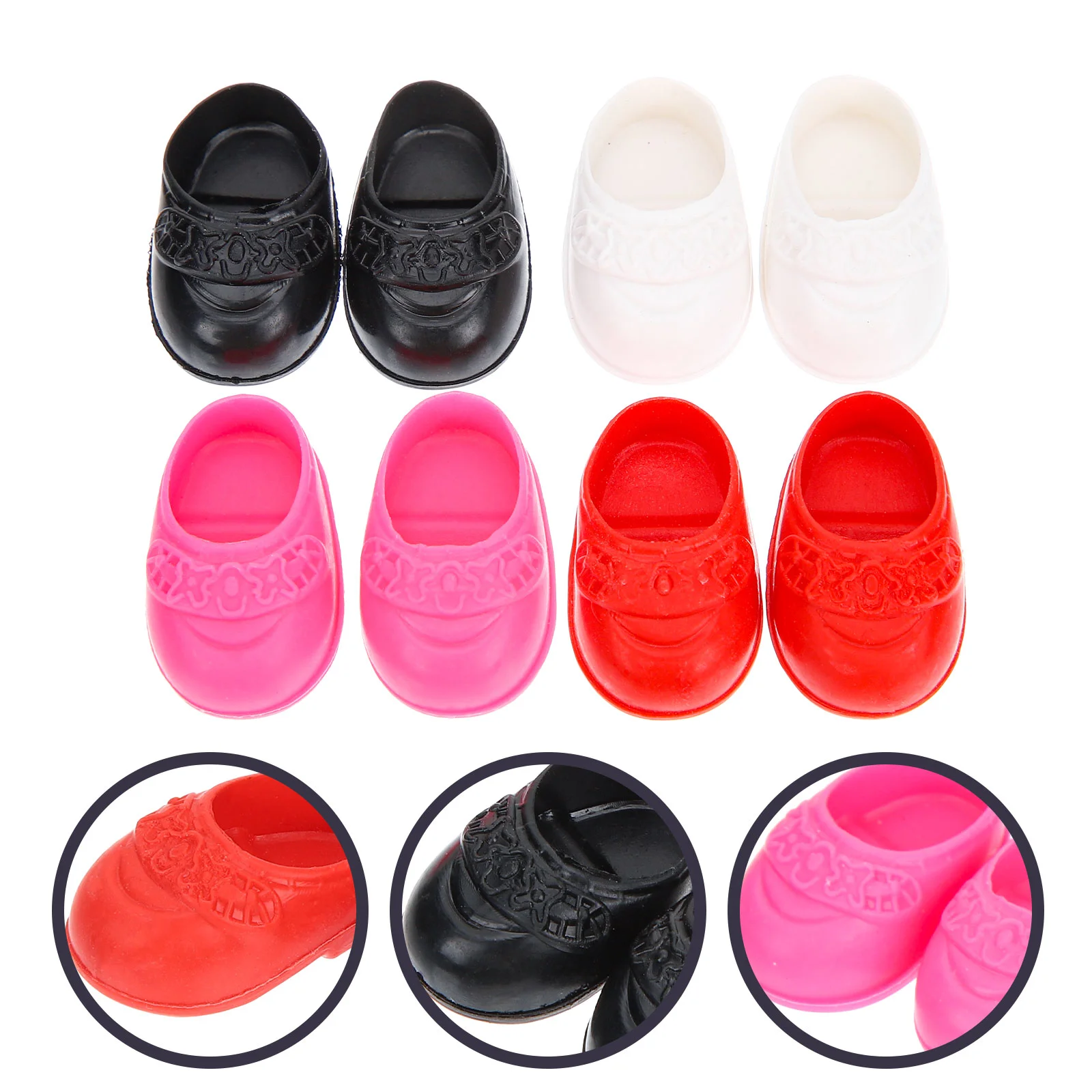 

4 Pairs Flat Shoes Decorative Mini Kids Toys House Plastic Making Accessories Child Girl