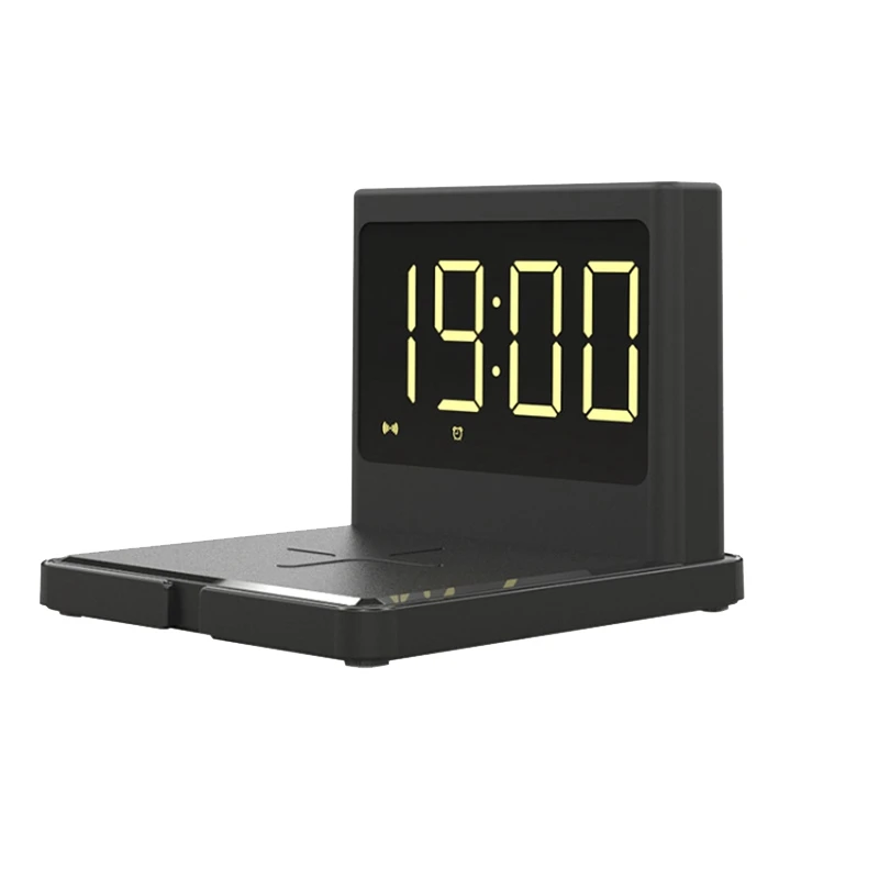 

Hot TTKK 3 in 1 Digital LED Electric Alarm Clock with Phone Wireless Charger Fast Charging Dock for iPhone