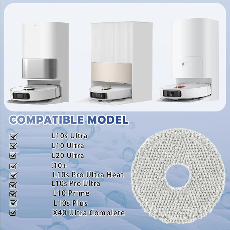 Набор из 10 швабр для пылесоса Dreame L10s Ultra/L10s Pro Ultra/L20 Ultra Heat/Xiaomi X10+ моющийся