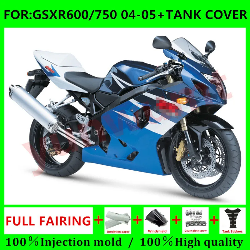

New ABS Motorcycle Injection mold fairing For Suzuki GSXR600 GSXR750 GSXR 600 750 K4 2004 2005 04 05 Fairings kit set blue white