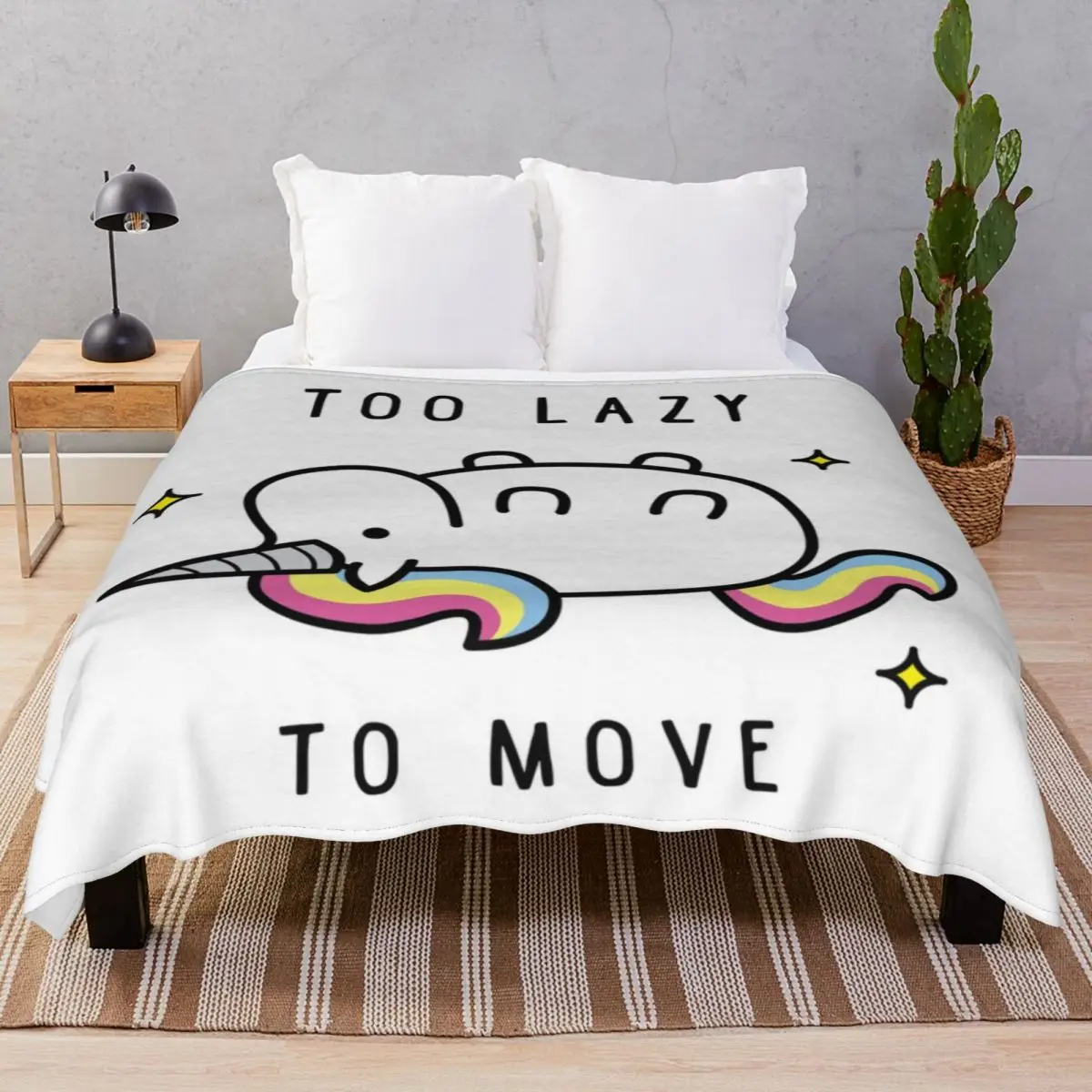 Too Lazy To Move Unicorn Blankets Flannel Spring Autumn Lightweight Throw Blanket for Bedding Home Couch Travel Cinema