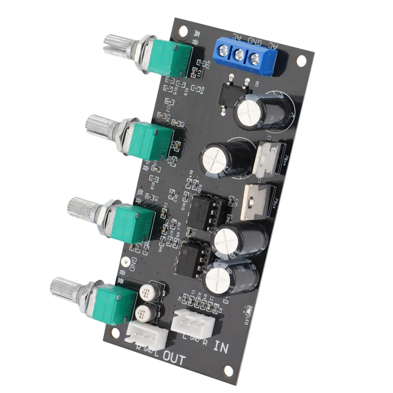 

2X NE5532 Amplifier Tone Preamp Board Treble Bass Midrange Volume Tone Control Adjustment Pre-Amplifier, Fixed Version