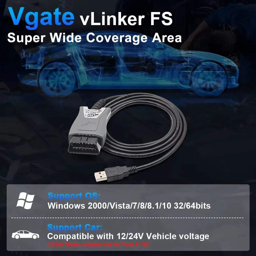 Фото Диагностический сканер Vgate VLinker FS USB ELM327 для Ford FORScan, для Mazda HS MS CAN, интерфейс ELM327 OBD2, инструменты для диагностики автомобилей OBDII №4