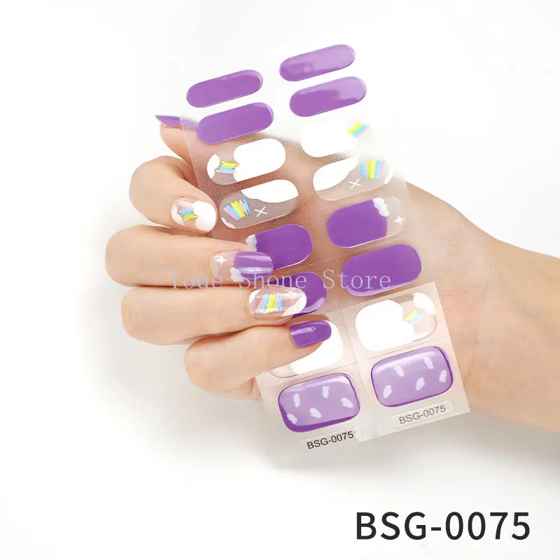 

16PCS Semi Cured Gel Nail Stickers Fashion Nail Wraps Self Adhesive Manicure Decoracion Nail Strips Sticker Set Nail Art