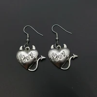 2022 gothic vintage punk demon heart fire earrings exquisite vintage earrings heart cross earings fashion jewelry for women