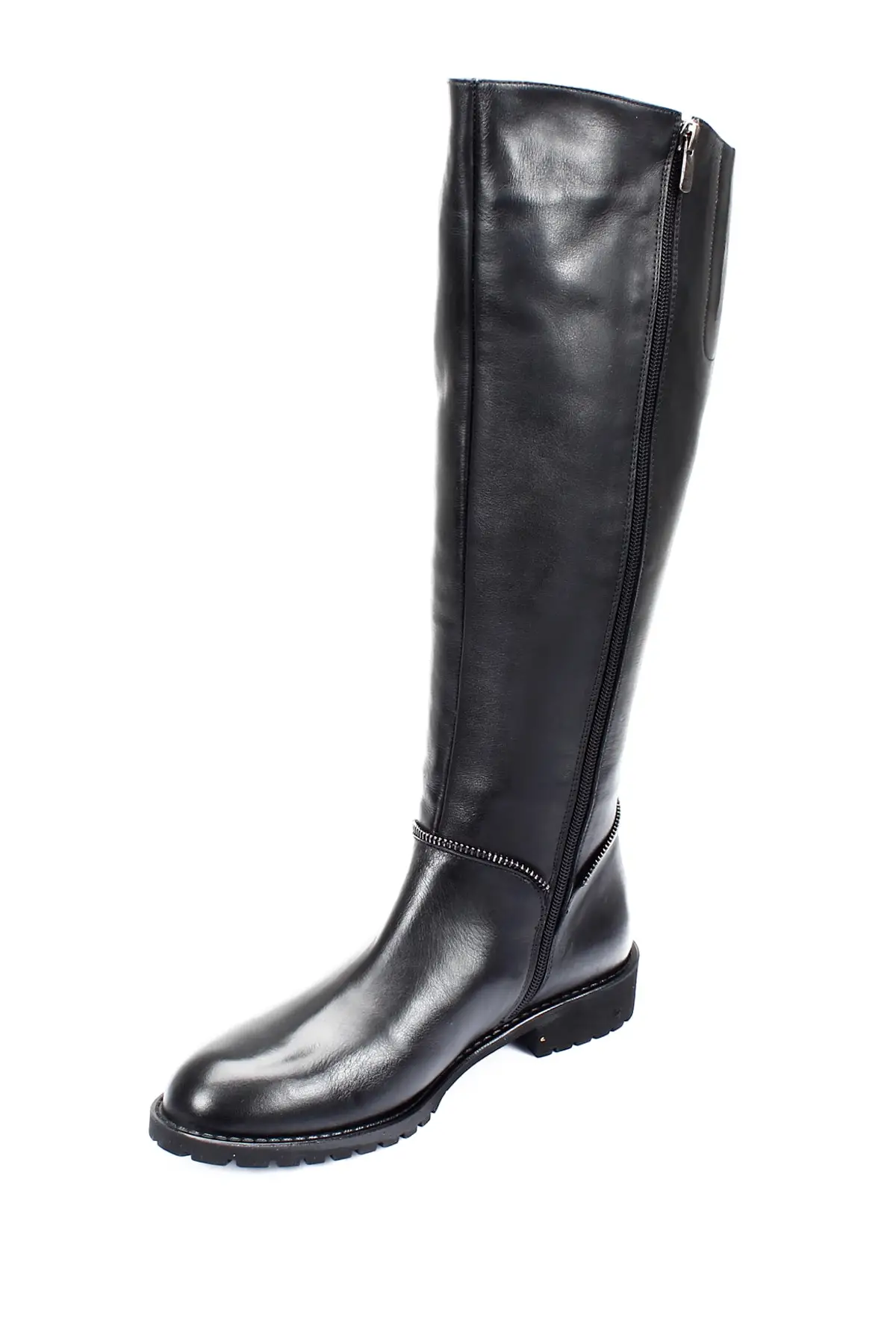

Women BootsGn Black Genuine Leather Tufted Short Rider Zipper Heel 's Day Ladies Fashion Stylish Female Boots