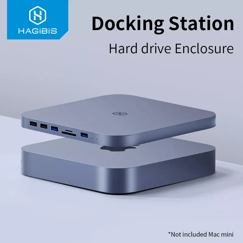 

Hagibis USB-C Hub с корпусом жесткого диска SATA для Mac mini USB 3,0 hub для 2020 нового Mac mini M1 Type-C SSD чехол SD/TF ридер