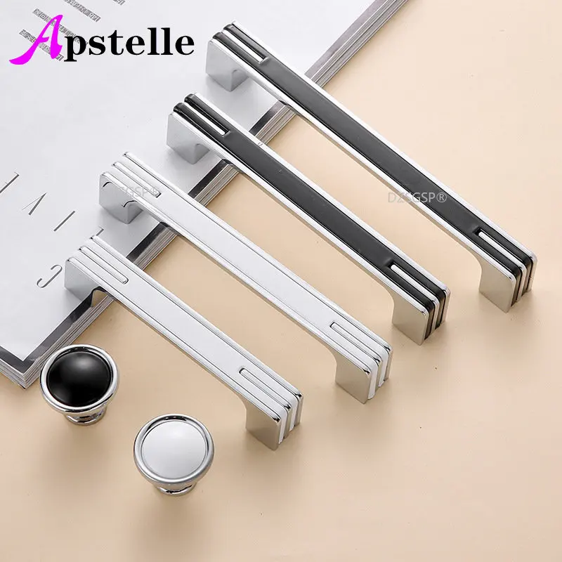 

modern simple fashion white black wardrobe kitchen cabinet door hanlde chrome silver drawer tv cabinet knob pull